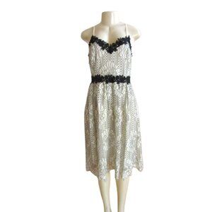 Anthropologie Eri + Ali Artemisa White/Black Lace Spaghetti Straps Dress MP